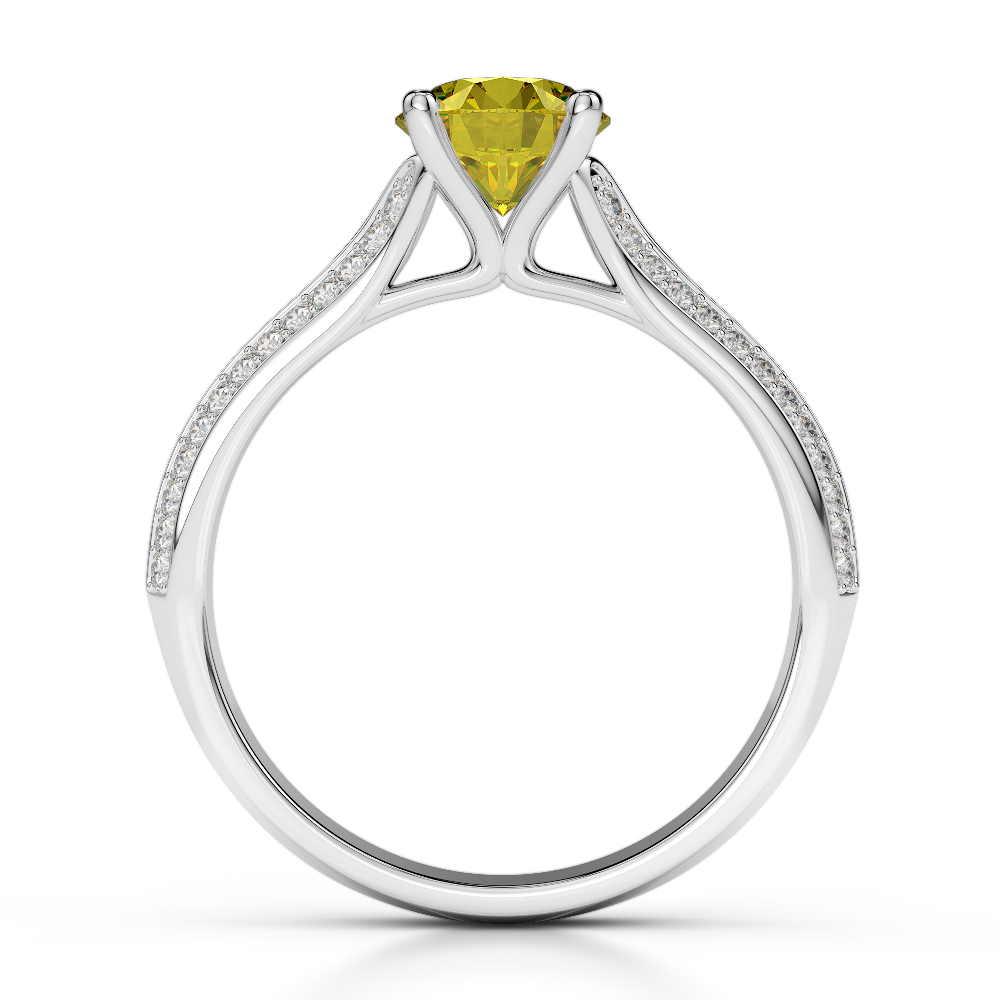 Gold / Platinum Round Cut Yellow Sapphire and Diamond Engagement Ring AGDR-1200