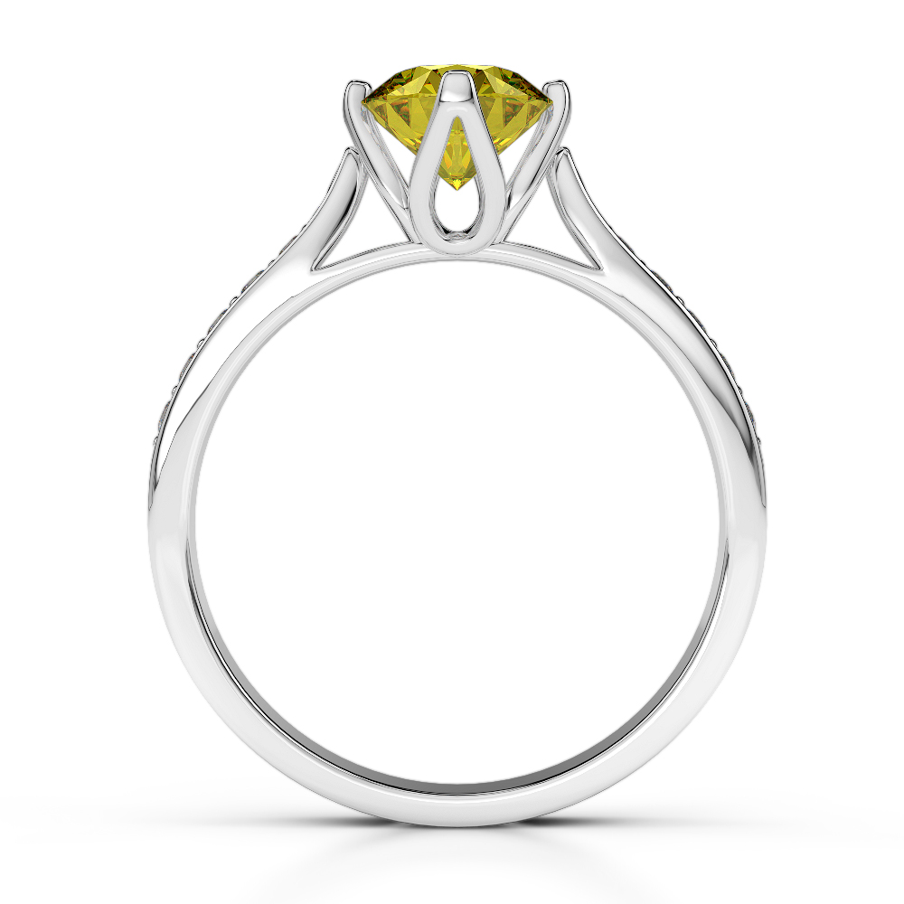 Gold / Platinum Round Cut Yellow Sapphire and Diamond Engagement Ring AGDR-1204