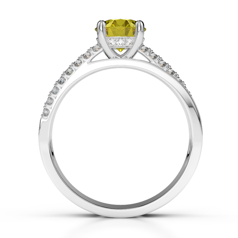 Gold / Platinum Round Cut Yellow Sapphire and Diamond Engagement Ring AGDR-1206