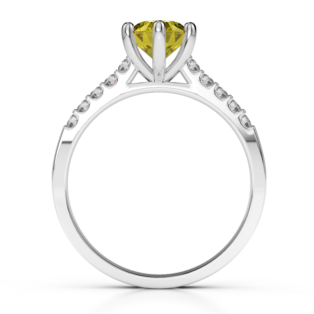 Gold / Platinum Round Cut Yellow Sapphire and Diamond Engagement Ring AGDR-1208