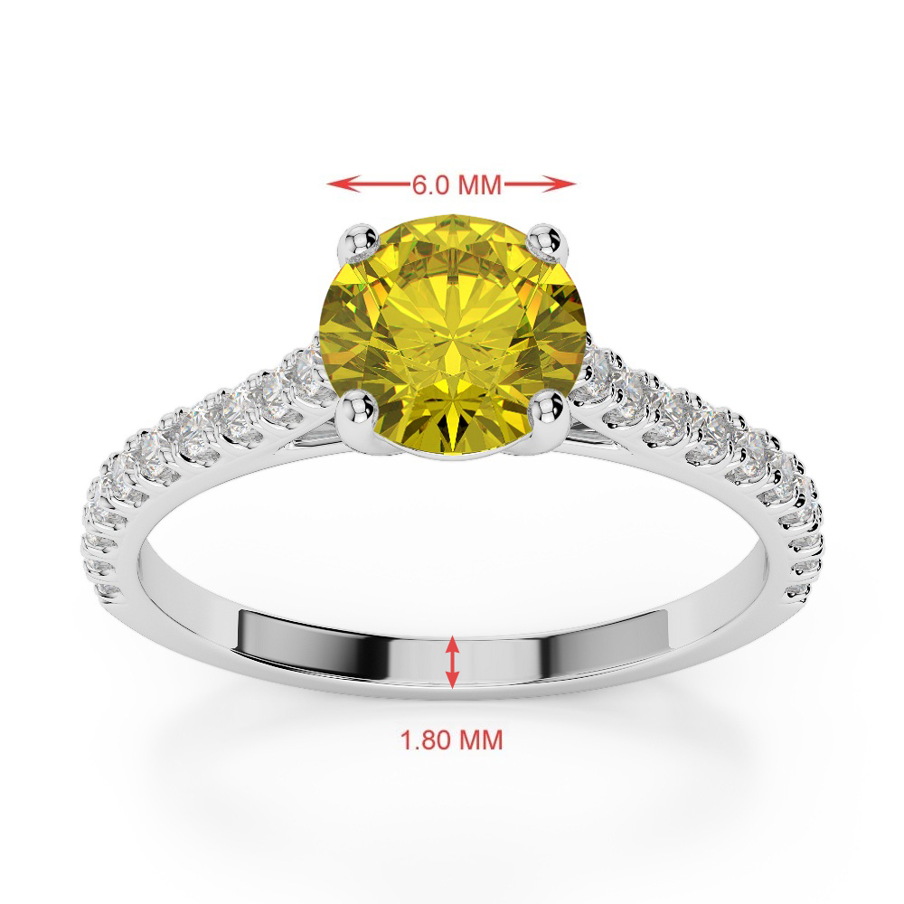 Gold / Platinum Round Cut Yellow Sapphire and Diamond Engagement Ring AGDR-1213