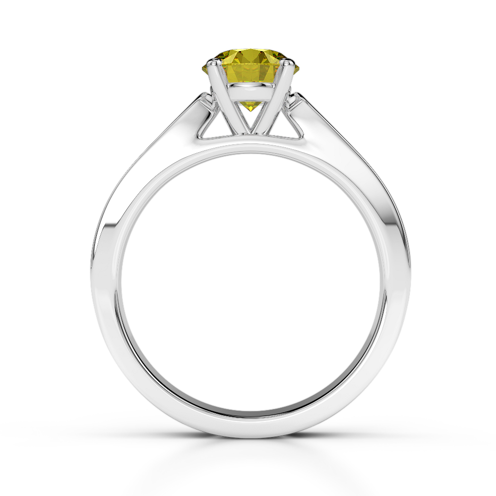 Gold / Platinum Round Cut Yellow Sapphire and Diamond Engagement Ring AGDR-1221