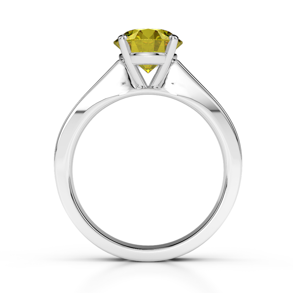 Gold / Platinum Round and Princess Cut Yellow Sapphire and Diamond Engagement Ring AGDR-1224