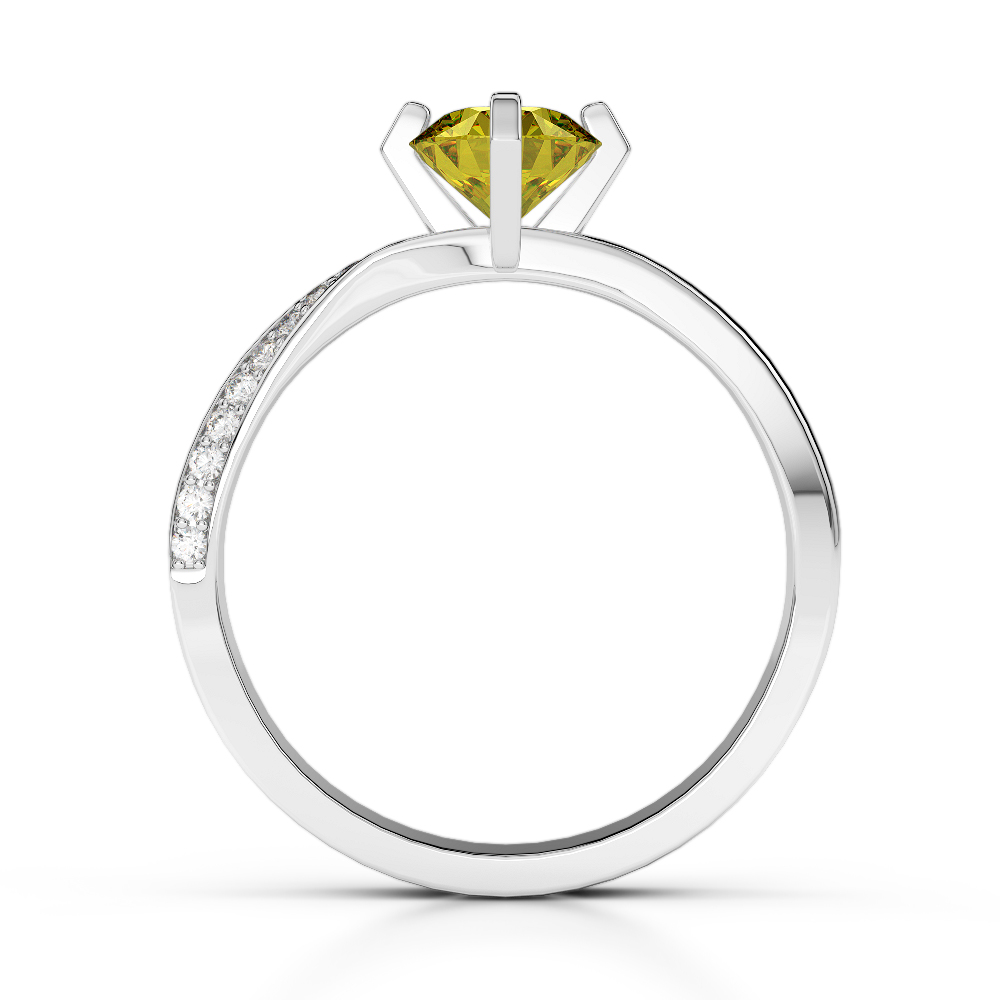 Gold / Platinum Round Cut Yellow Sapphire and Diamond Engagement Ring AGDR-2002