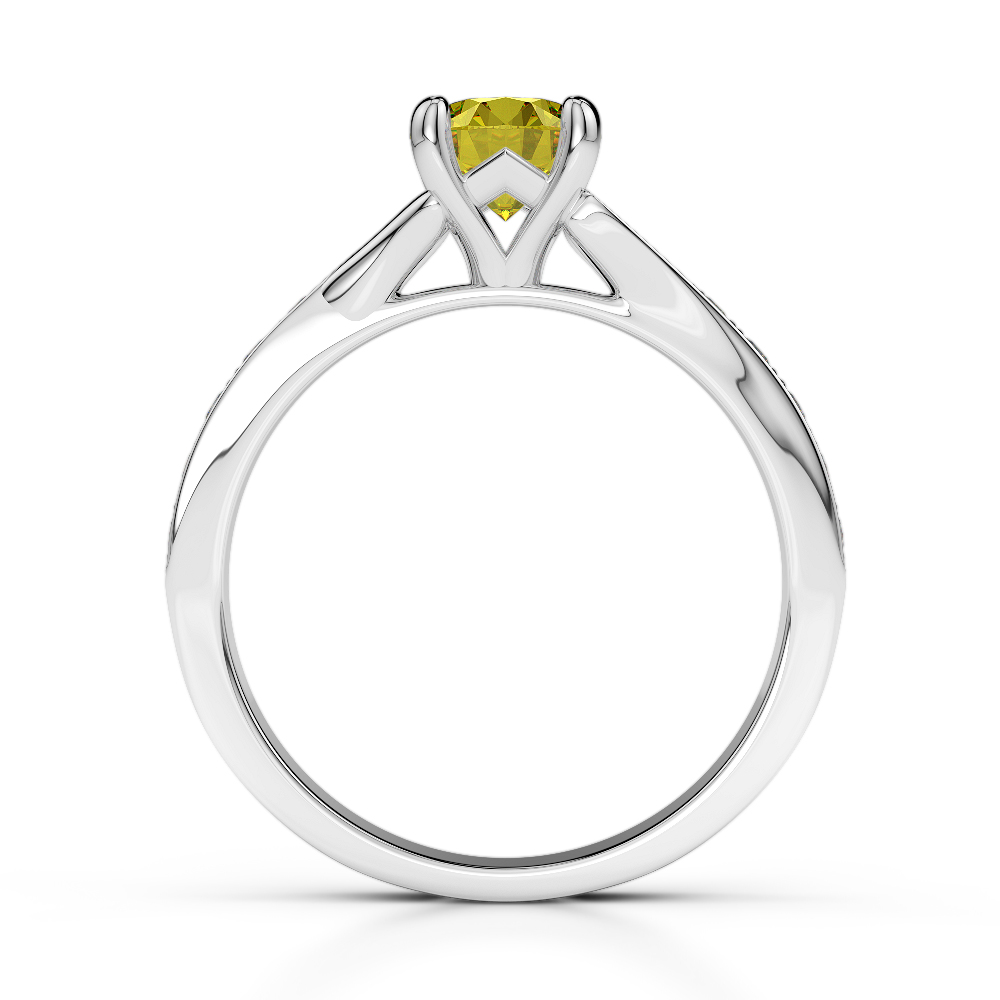 Gold / Platinum Round Cut Yellow Sapphire and Diamond Engagement Ring AGDR-2012