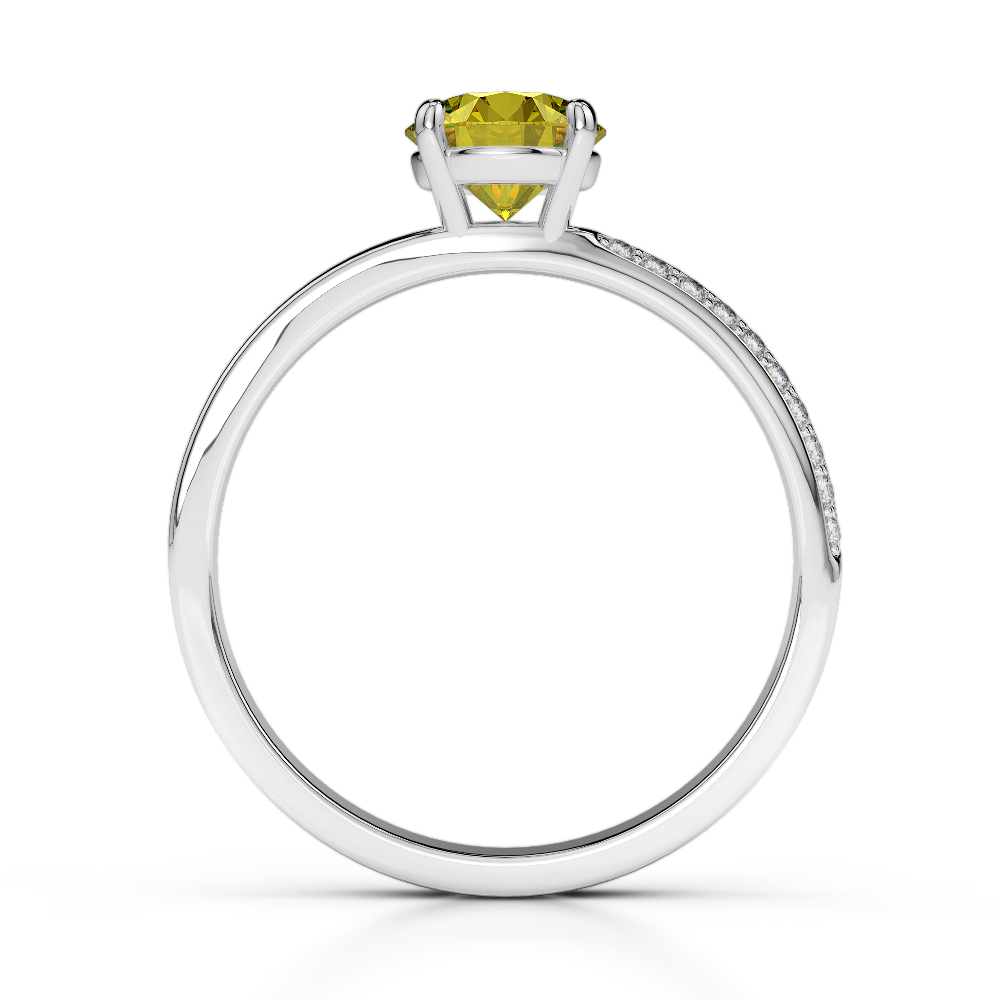 Gold / Platinum Round Cut Yellow Sapphire and Diamond Engagement Ring AGDR-2016