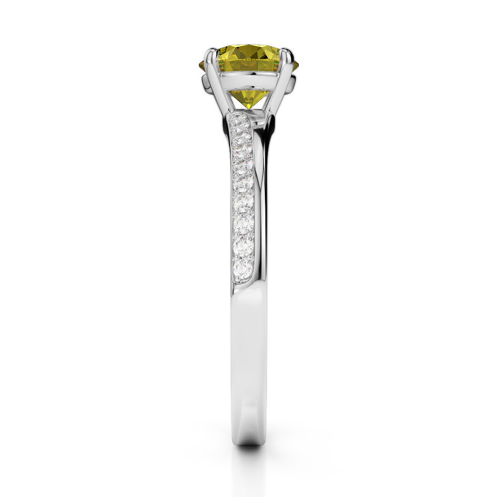 Gold / Platinum Round Cut Yellow Sapphire and Diamond Engagement Ring AGDR-2016
