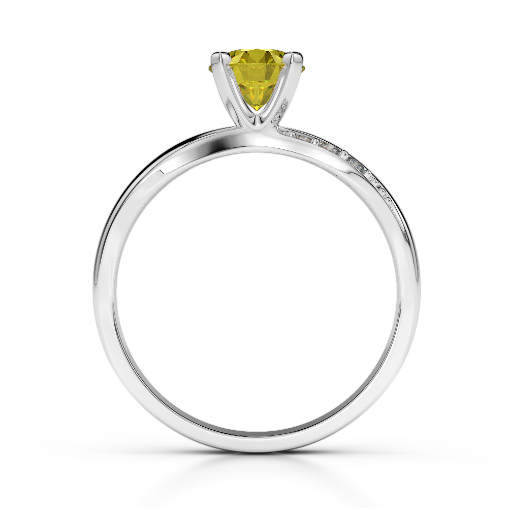 Gold / Platinum Round Cut Yellow Sapphire and Diamond Engagement Ring AGDR-2024