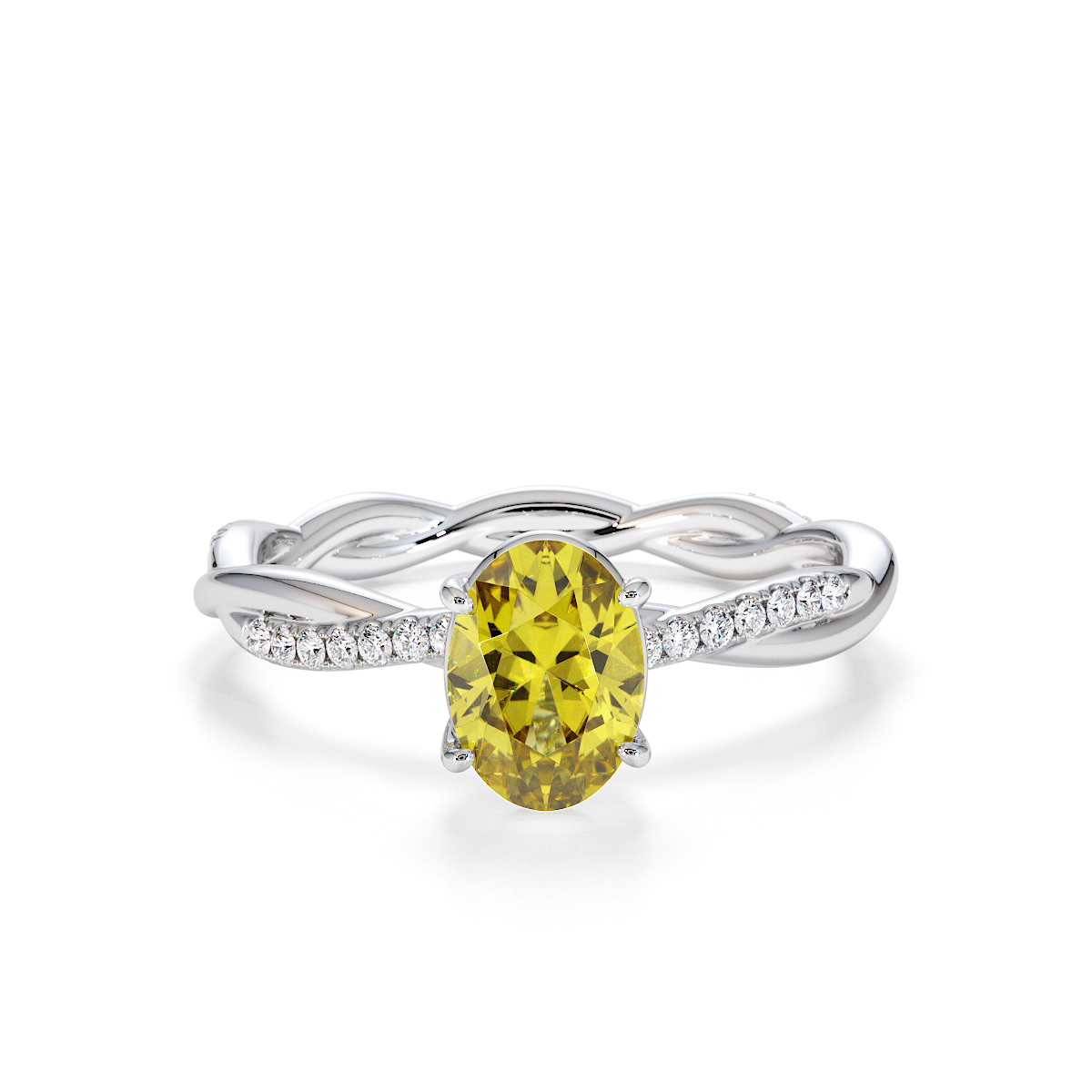 Gold / Platinum Yellow Sapphire and Diamond Engagement Ring RZ3386