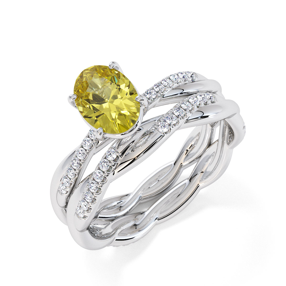 Gold / Platinum Yellow Sapphire and Diamond Engagement Ring RZ3386