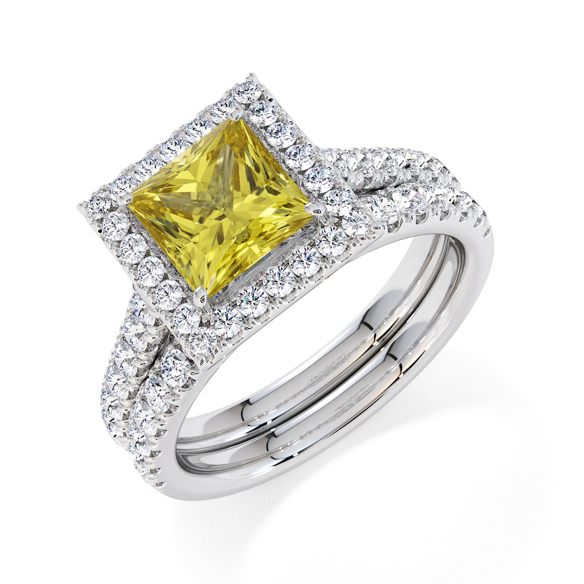 Gold / Platinum Yellow Sapphire and Diamond Engagement Ring RZ3395