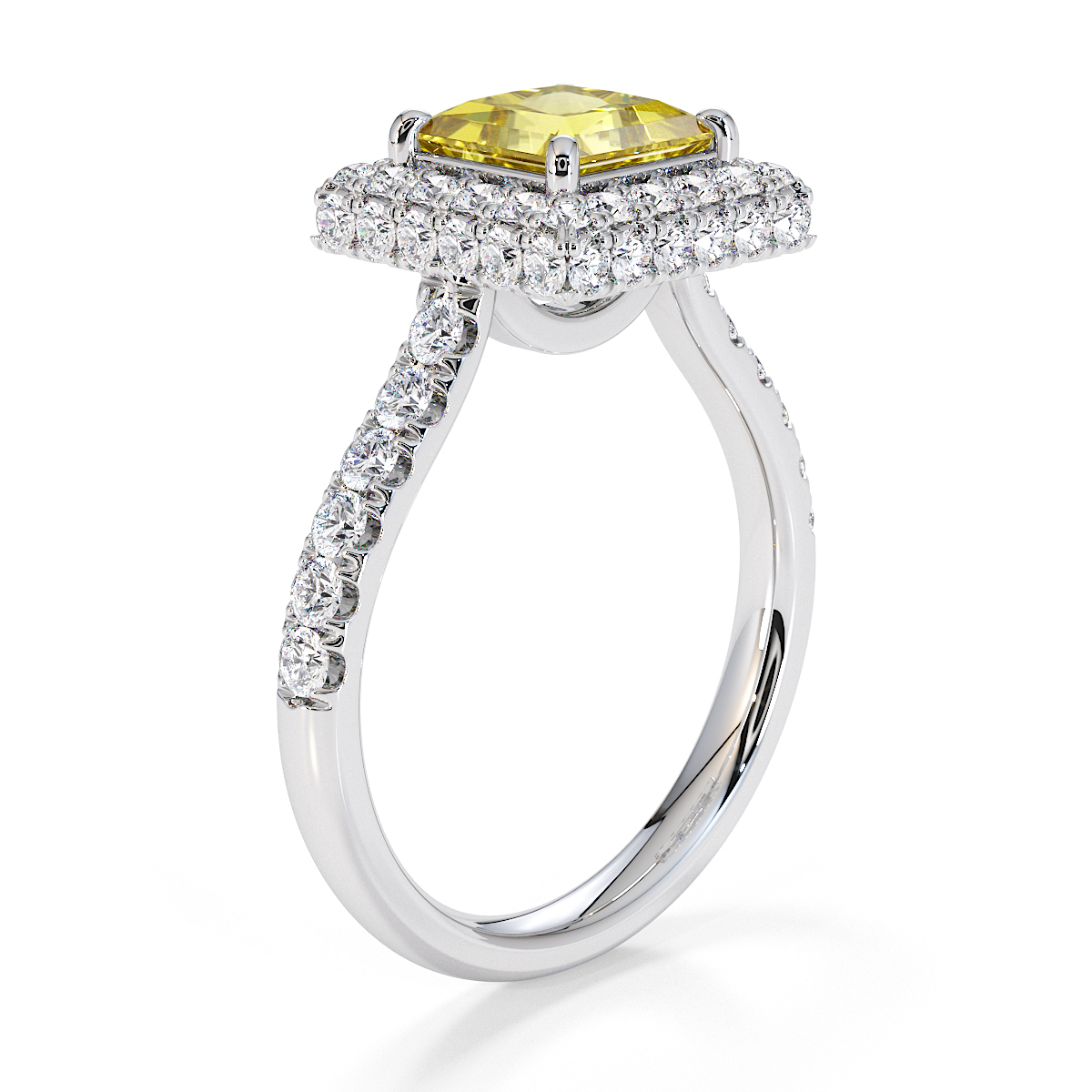 Gold / Platinum Yellow Sapphire and Diamond Engagement Ring RZ3411