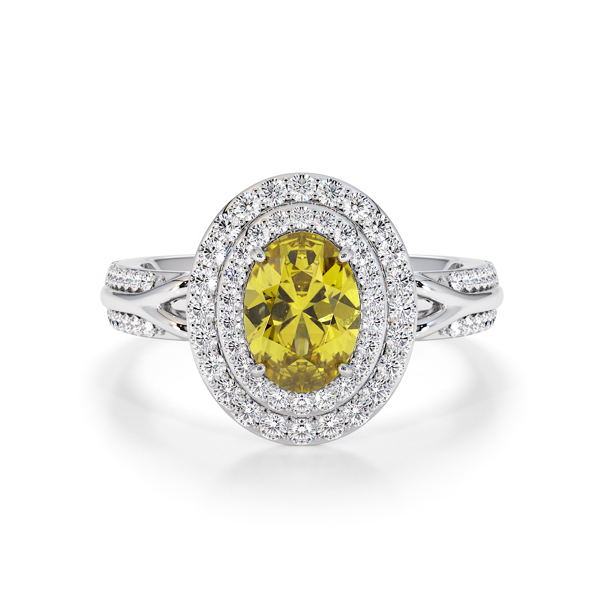 Gold / Platinum Yellow Sapphire and Diamond Engagement Ring RZ3428