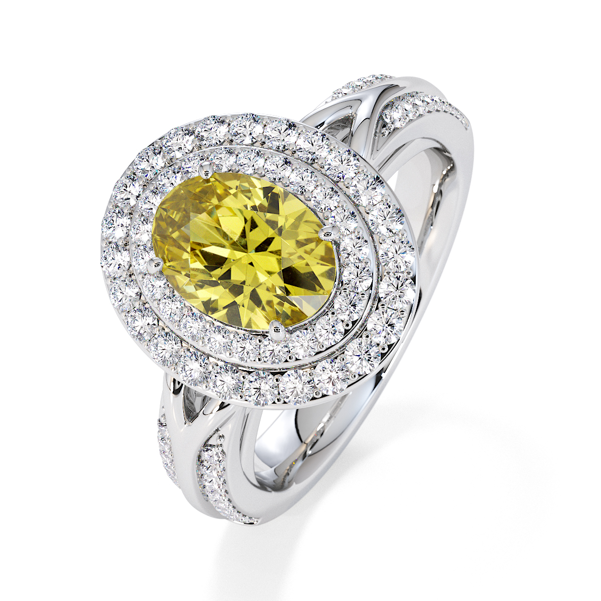 Gold / Platinum Yellow Sapphire and Diamond Engagement Ring RZ3428