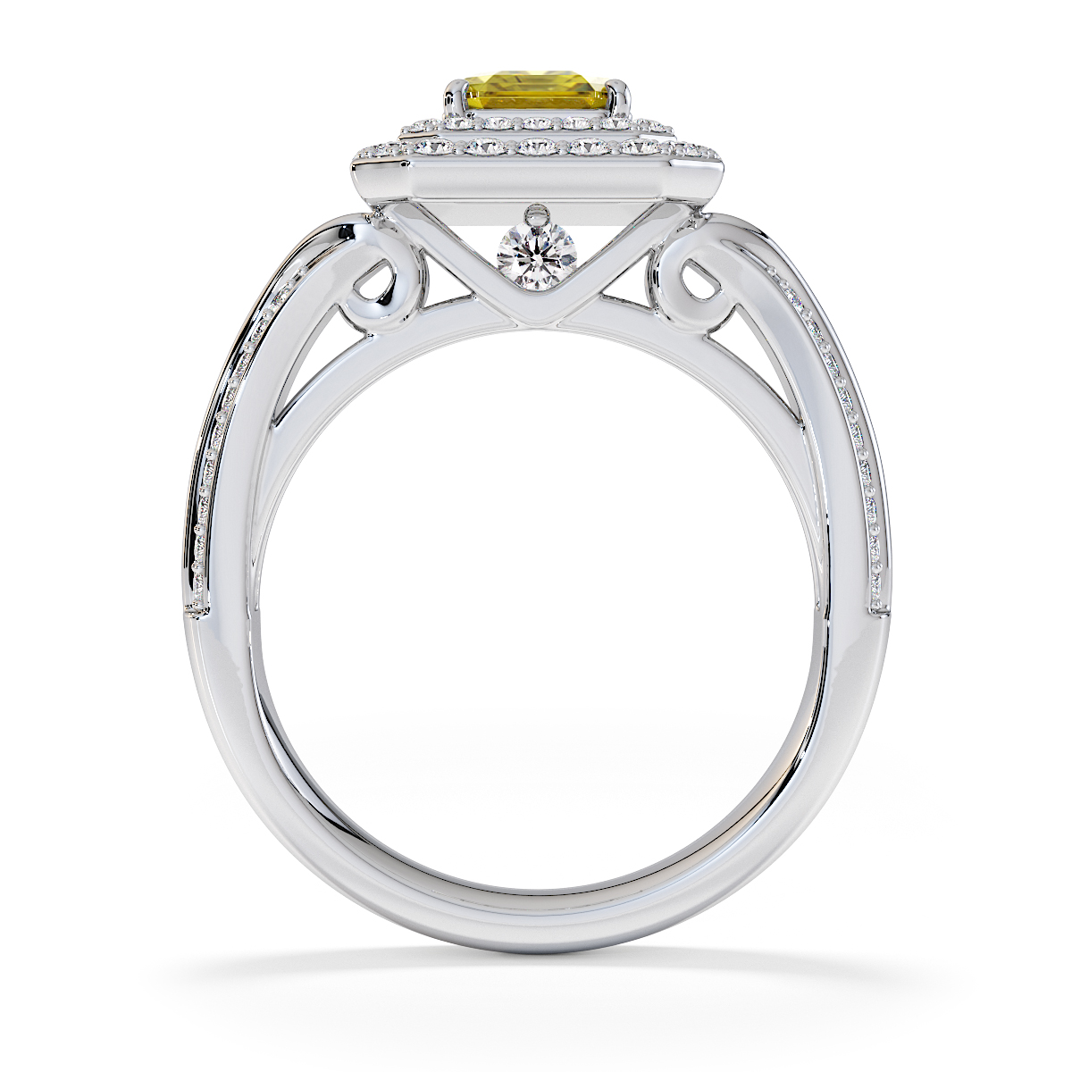 Gold / Platinum Yellow Sapphire and Diamond Engagement Ring RZ3429
