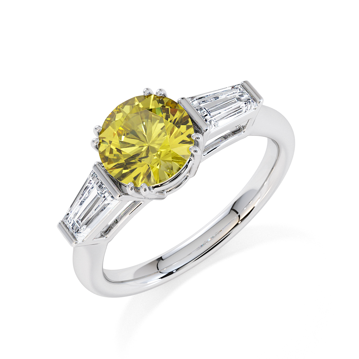 Gold / Platinum Yellow Sapphire and Diamond Engagement Ring RZ3434