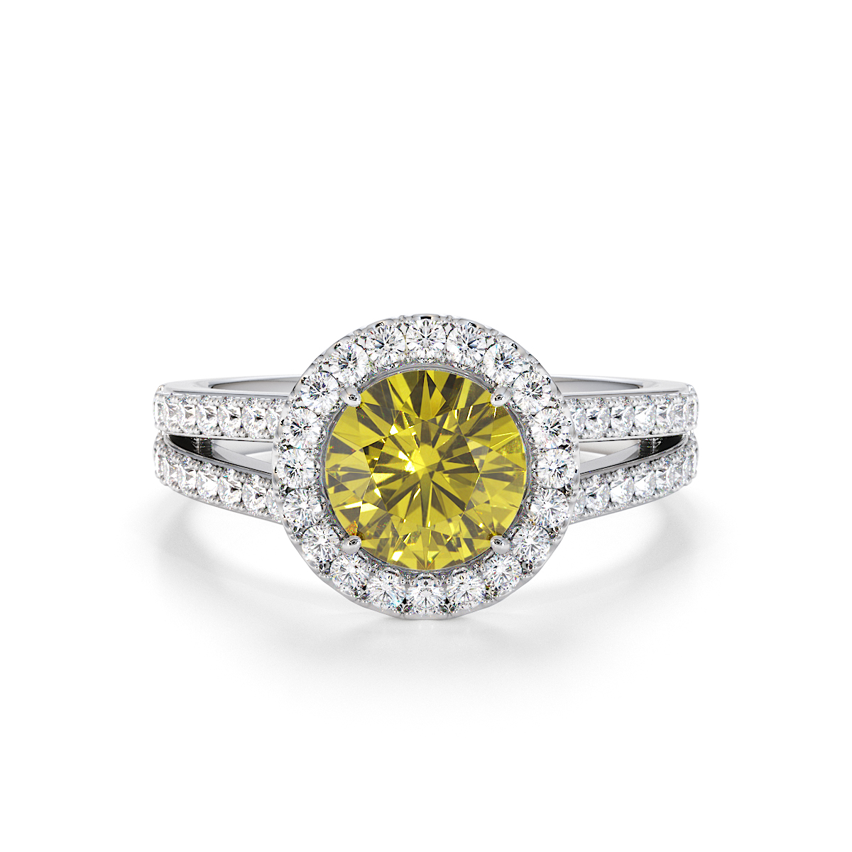 Gold / Platinum Yellow Sapphire and Diamond Engagement Ring RZ3460