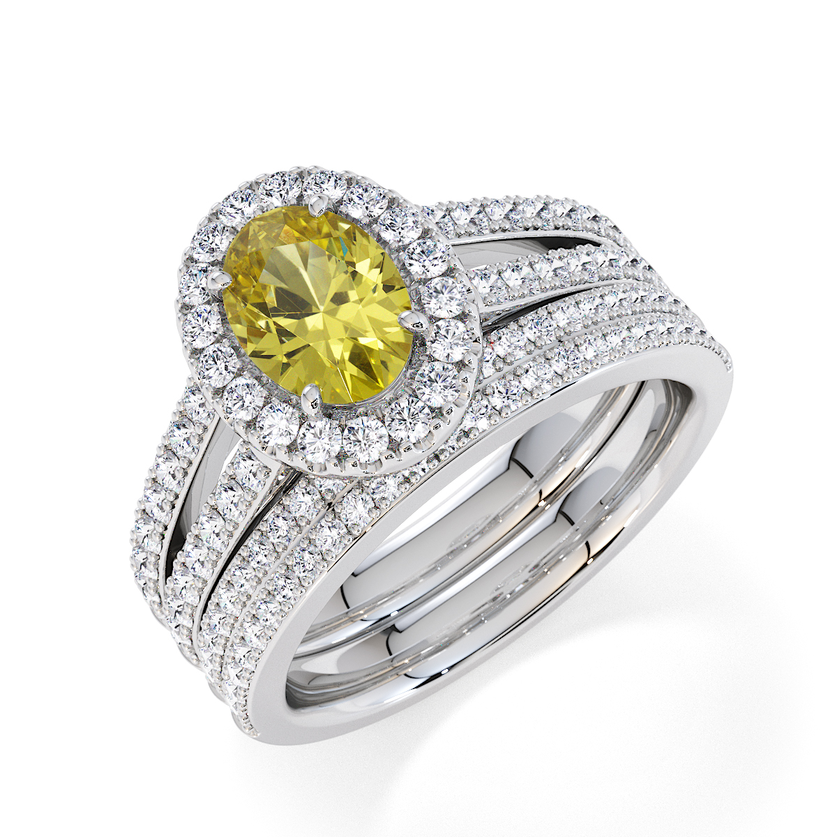 Gold / Platinum Yellow Sapphire and Diamond Engagement Ring RZ3461