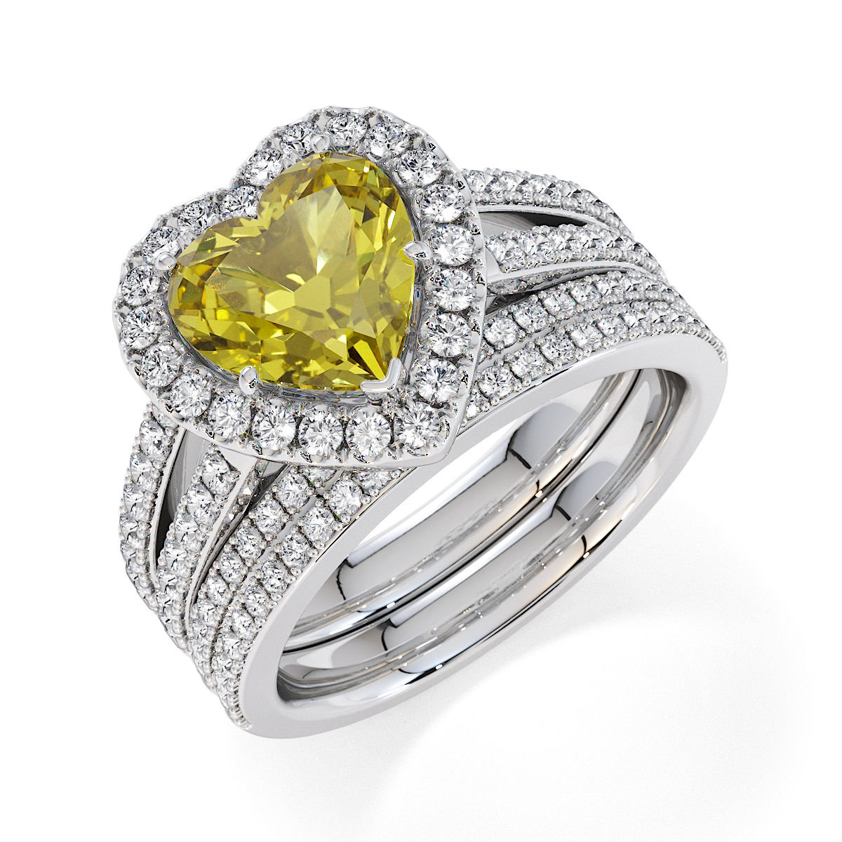 Gold / Platinum Yellow Sapphire and Diamond Engagement Ring RZ3467