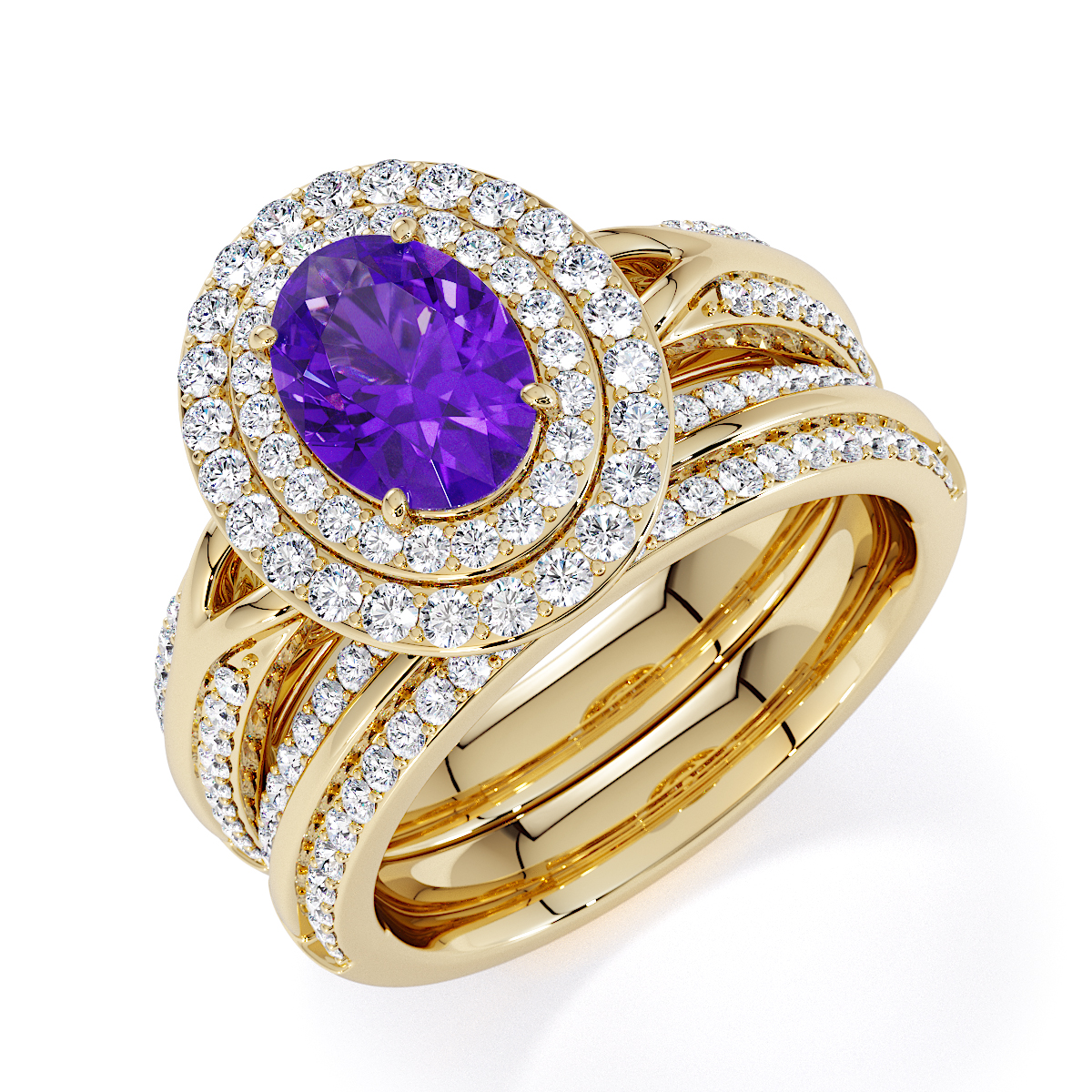 Gold / Platinum Amethyst and Diamond Engagement Ring RZ3428
