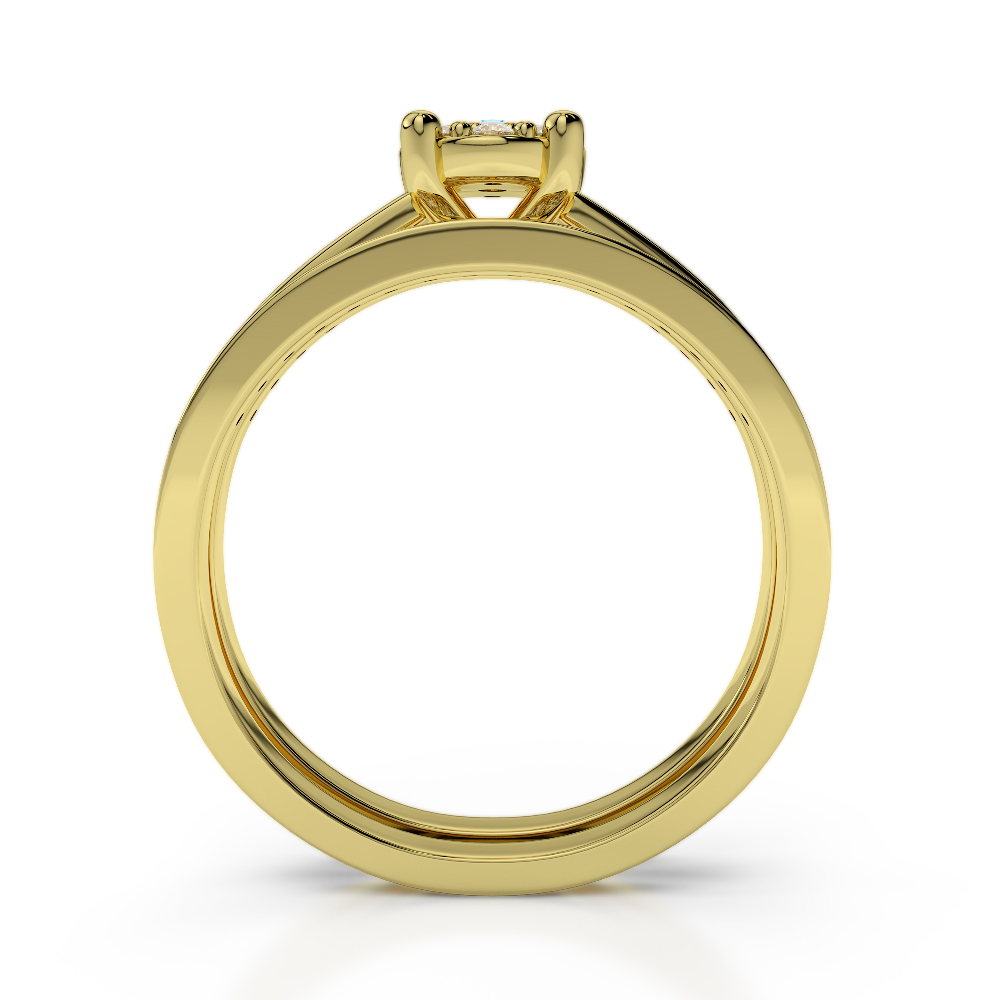 Gold / Platinum Round cut Blue Topaz and Diamond Bridal Set Ring AGDR-1052
