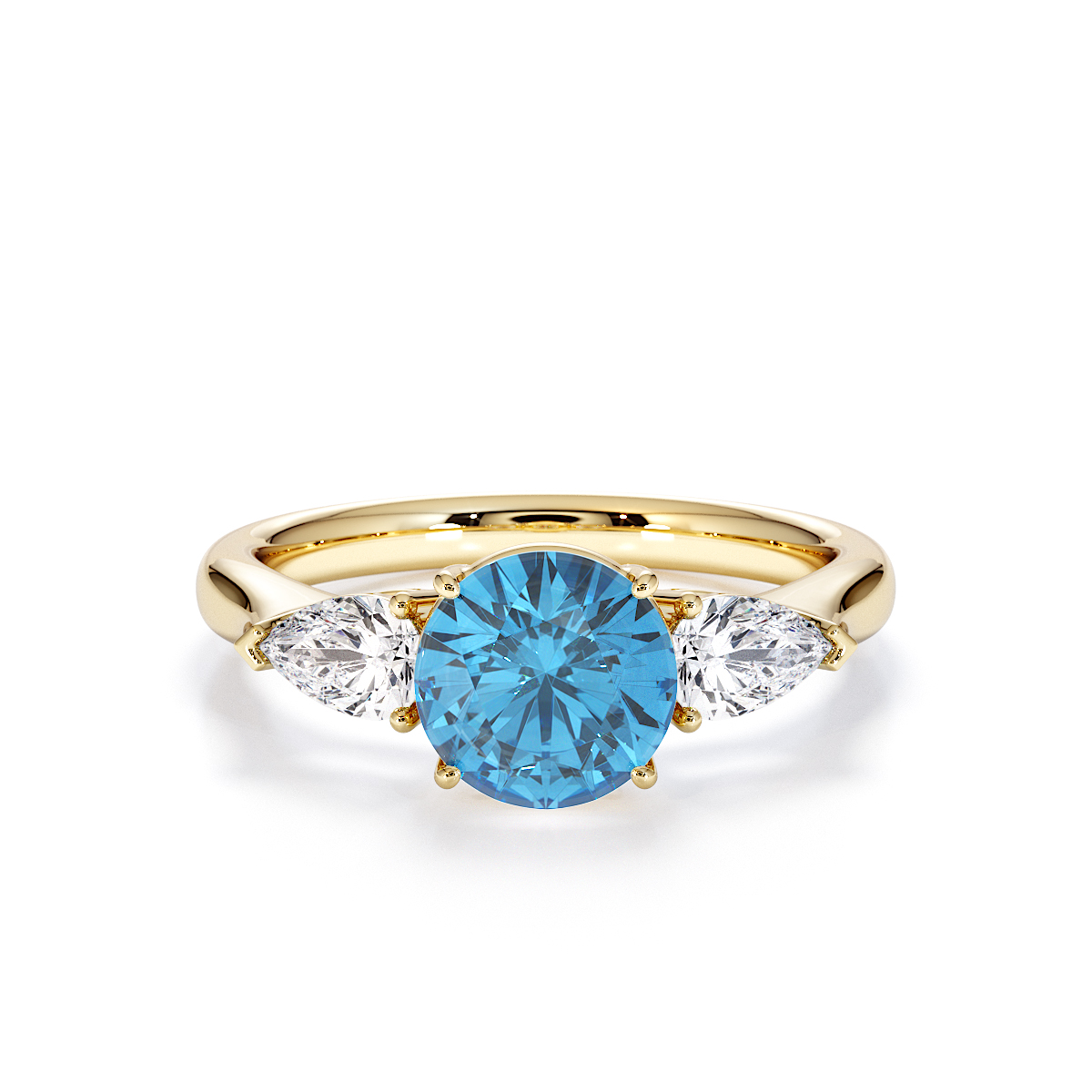Gold / Platinum Blue Topaz and Diamond Engagement Ring RZ3432