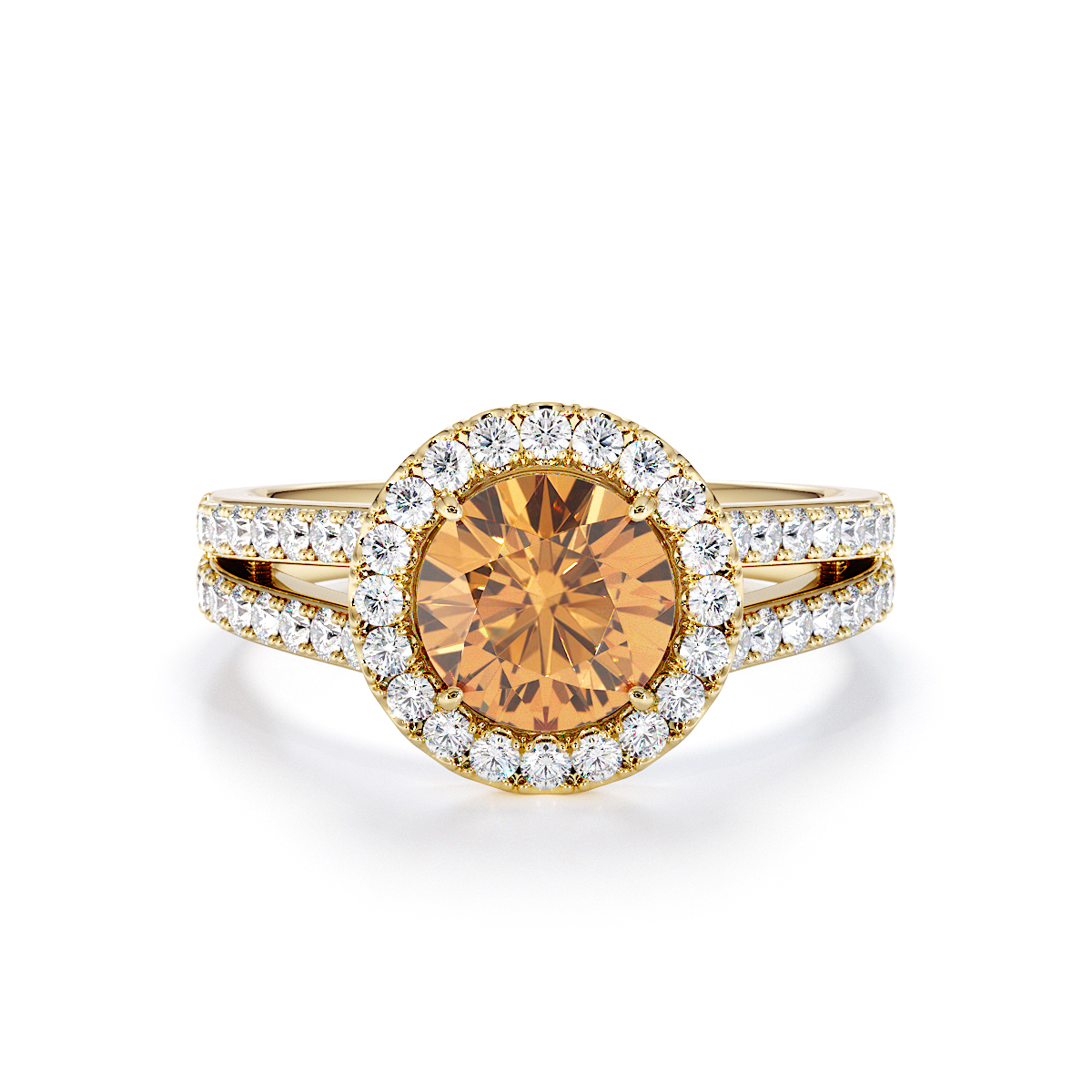Gold / Platinum Citrine and Diamond Engagement Ring RZ3460