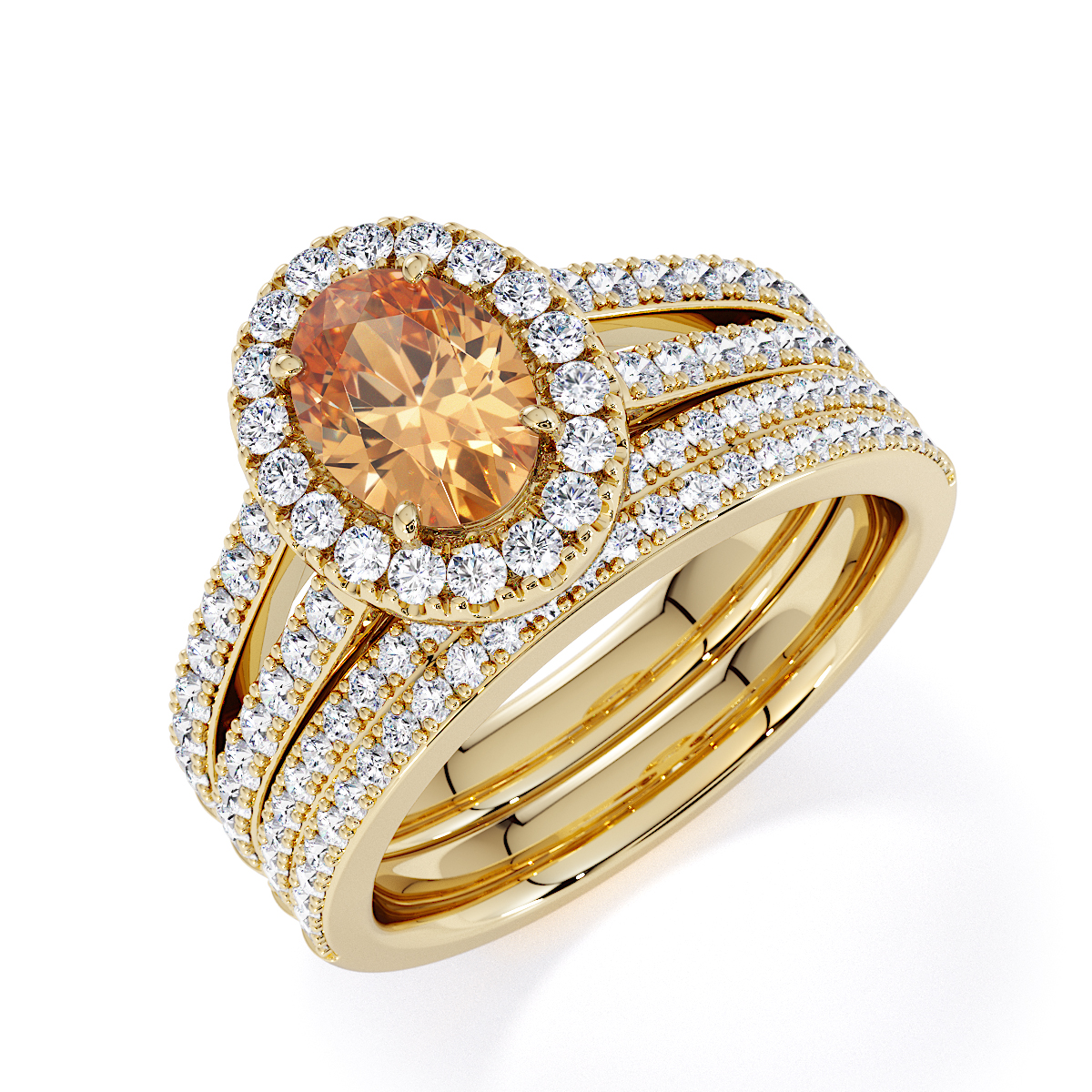 Gold / Platinum Citrine and Diamond Engagement Ring RZ3461