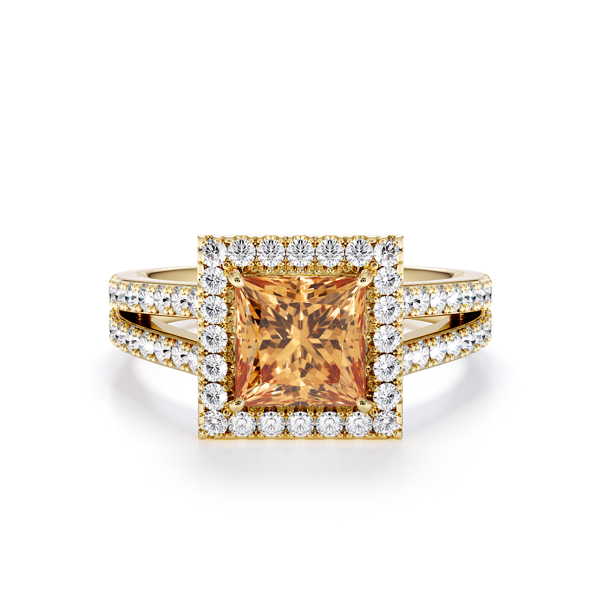 Gold / Platinum Citrine and Diamond Engagement Ring RZ3462