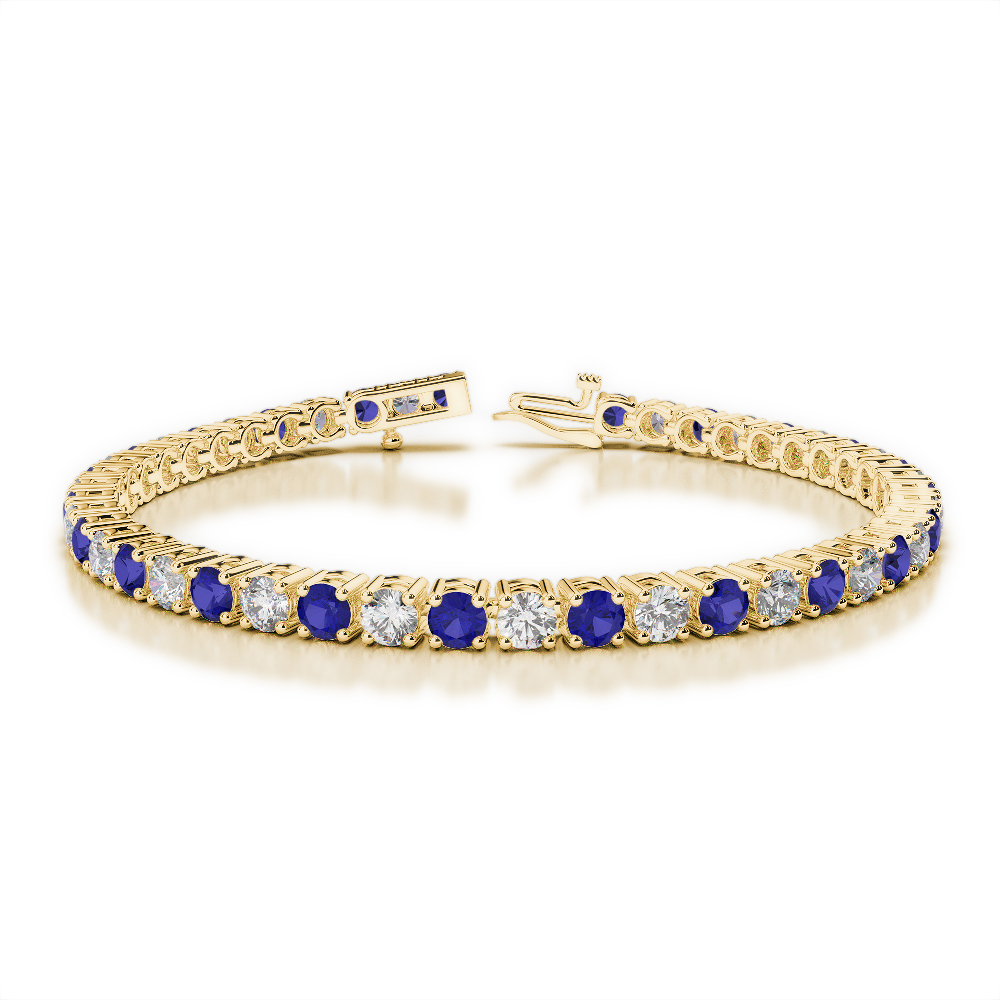 Gold / Platinum Round Cut Sapphire and Diamond Bracelet AGBRL-1011