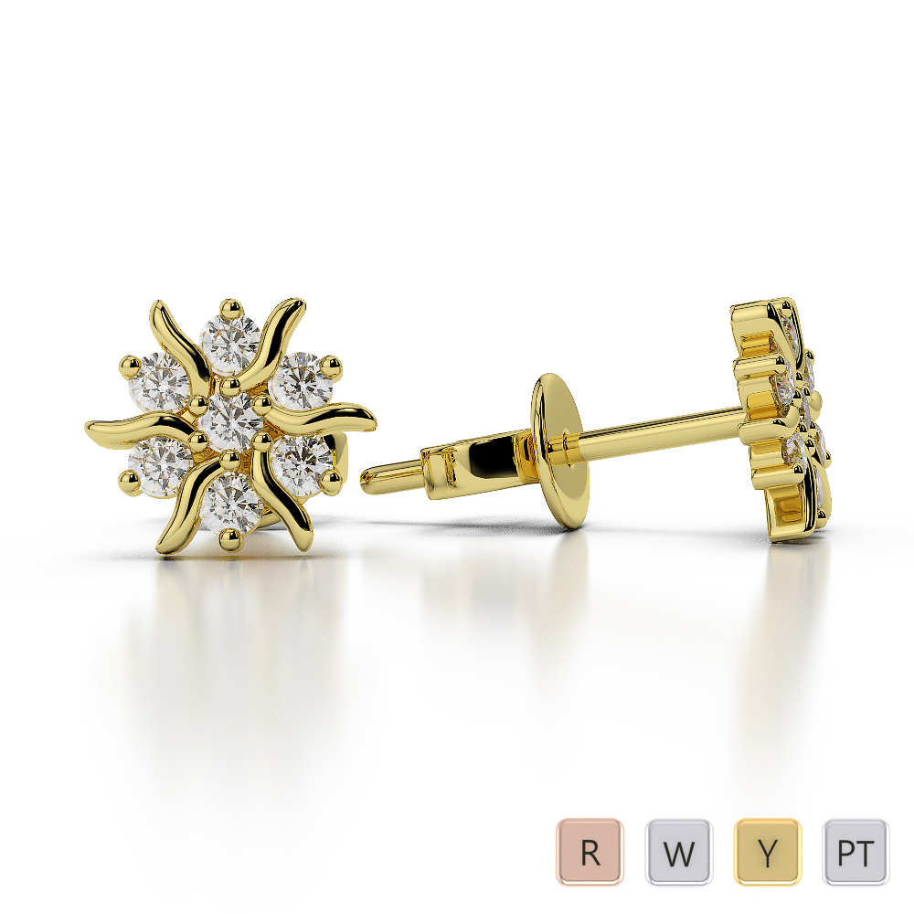 Gold / Platinum Diamond Cluster Earring AGER-1015