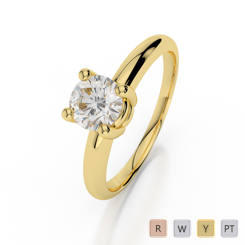 Gold / Platinum Round Shape Diamond Solitaire Ring AGDR-1009