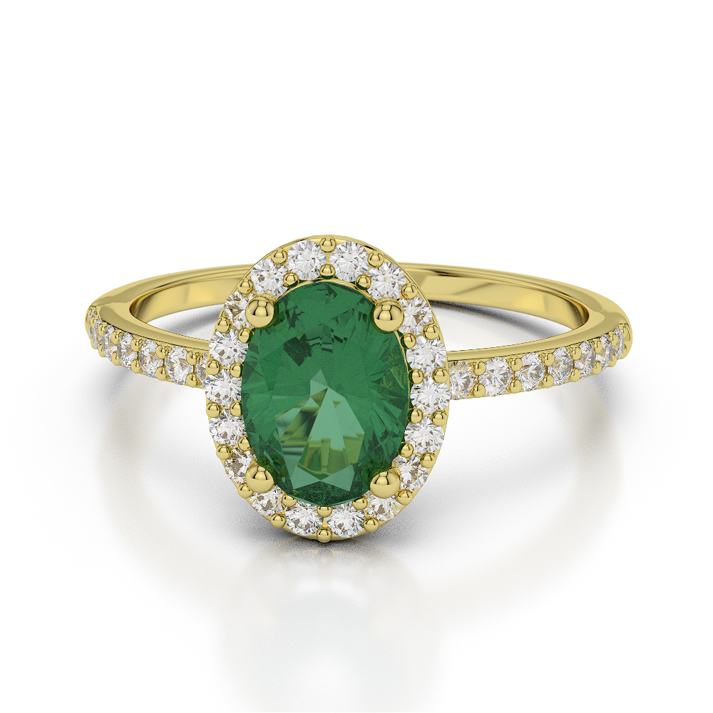 Gold / platinum oval shape emerald and diamond ring agdr-1072