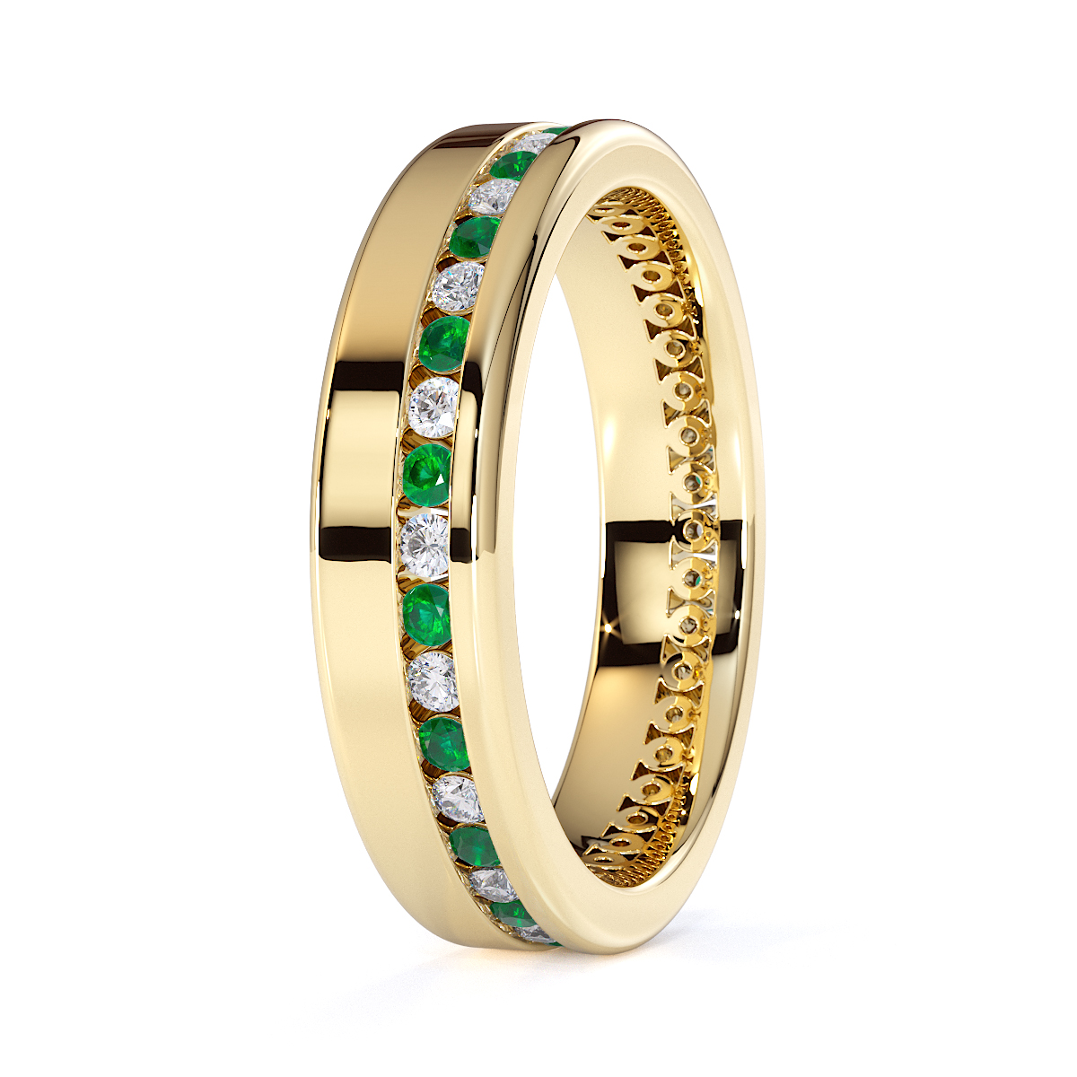 Gold / Platinum Emerald and Diamond Full Eternity Ring RZ1514