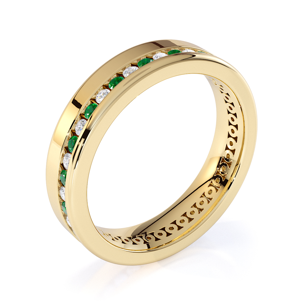 Gold / Platinum Emerald and Diamond Full Eternity Ring RZ1514
