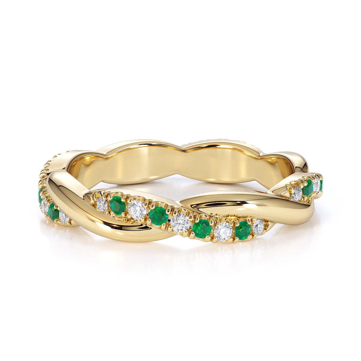 Gold / Platinum Emerald and Diamond Full Eternity Ring RZ1522