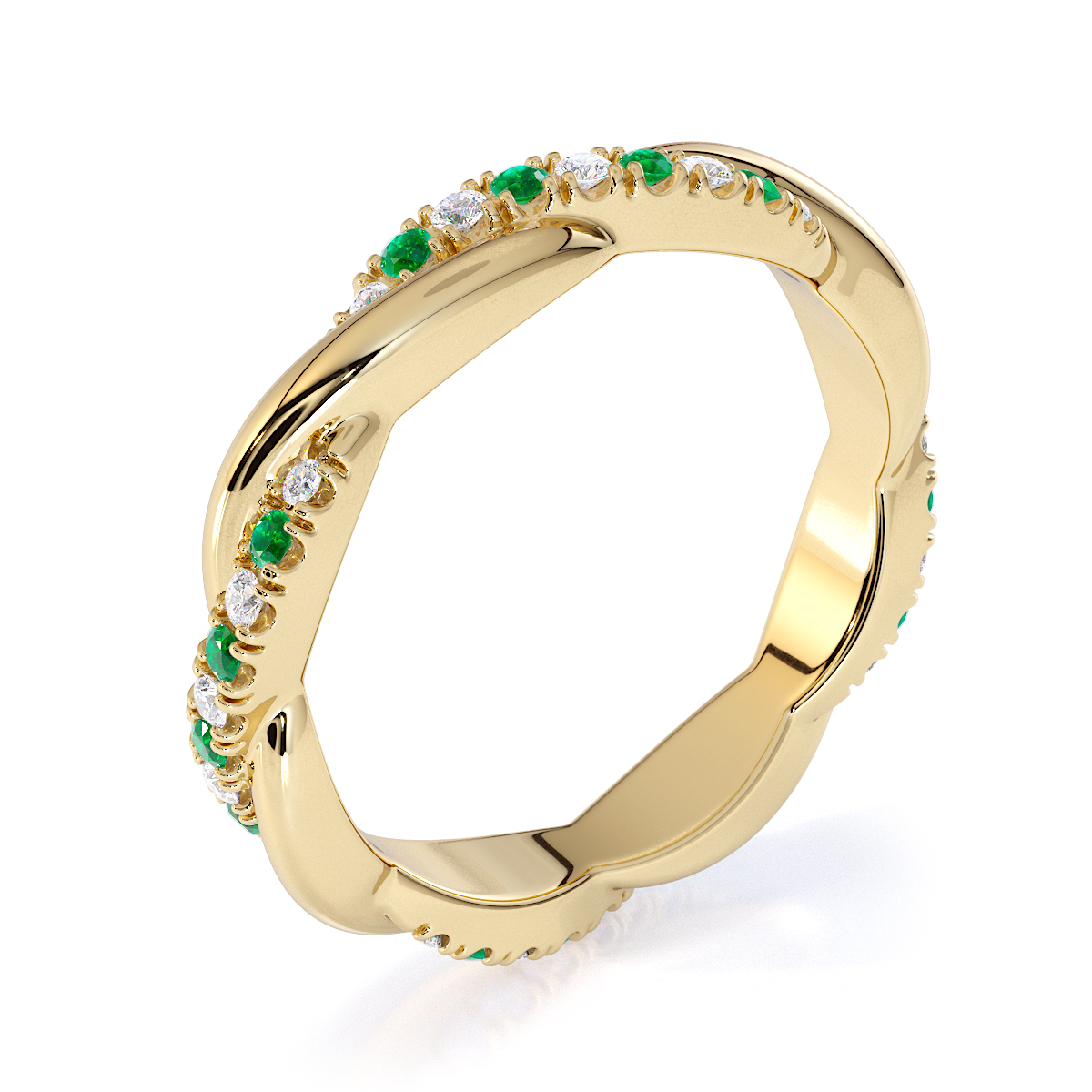 Gold / Platinum Emerald and Diamond Full Eternity Ring RZ1522