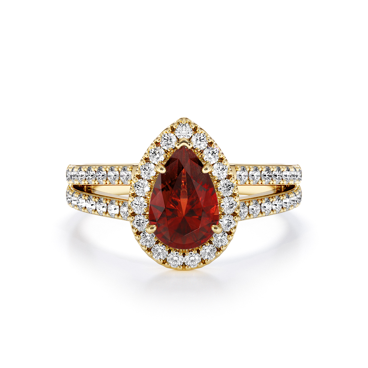 Gold / Platinum Garnet and Diamond Engagement Ring RZ3465