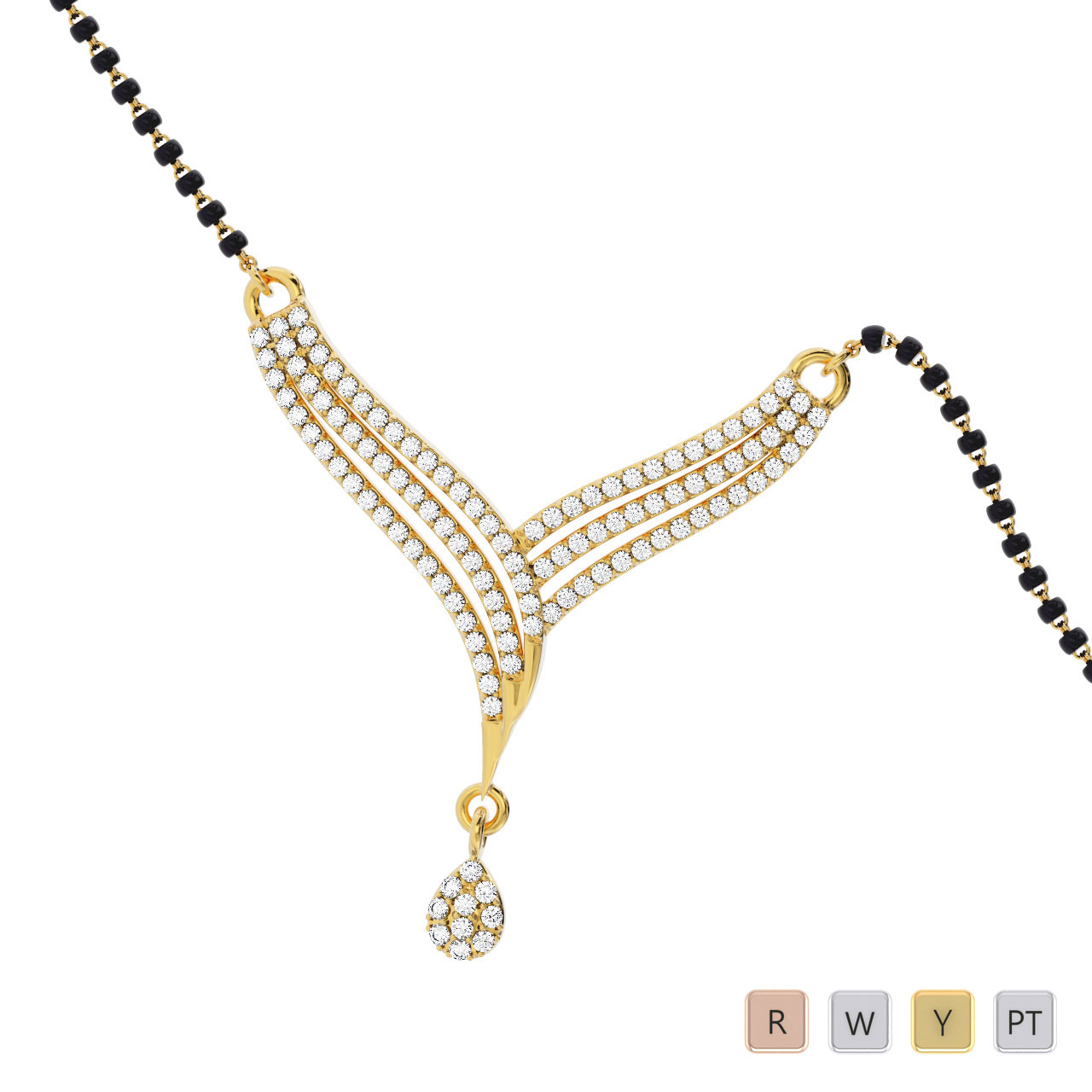 Gold / Platinum Round Cut Diamond Mangalsutra TZ0334