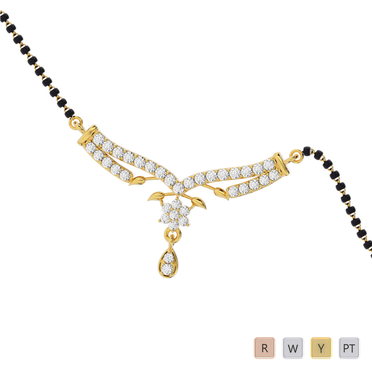 Gold / Platinum Round Cut Diamond Mangalsutra TZ0433