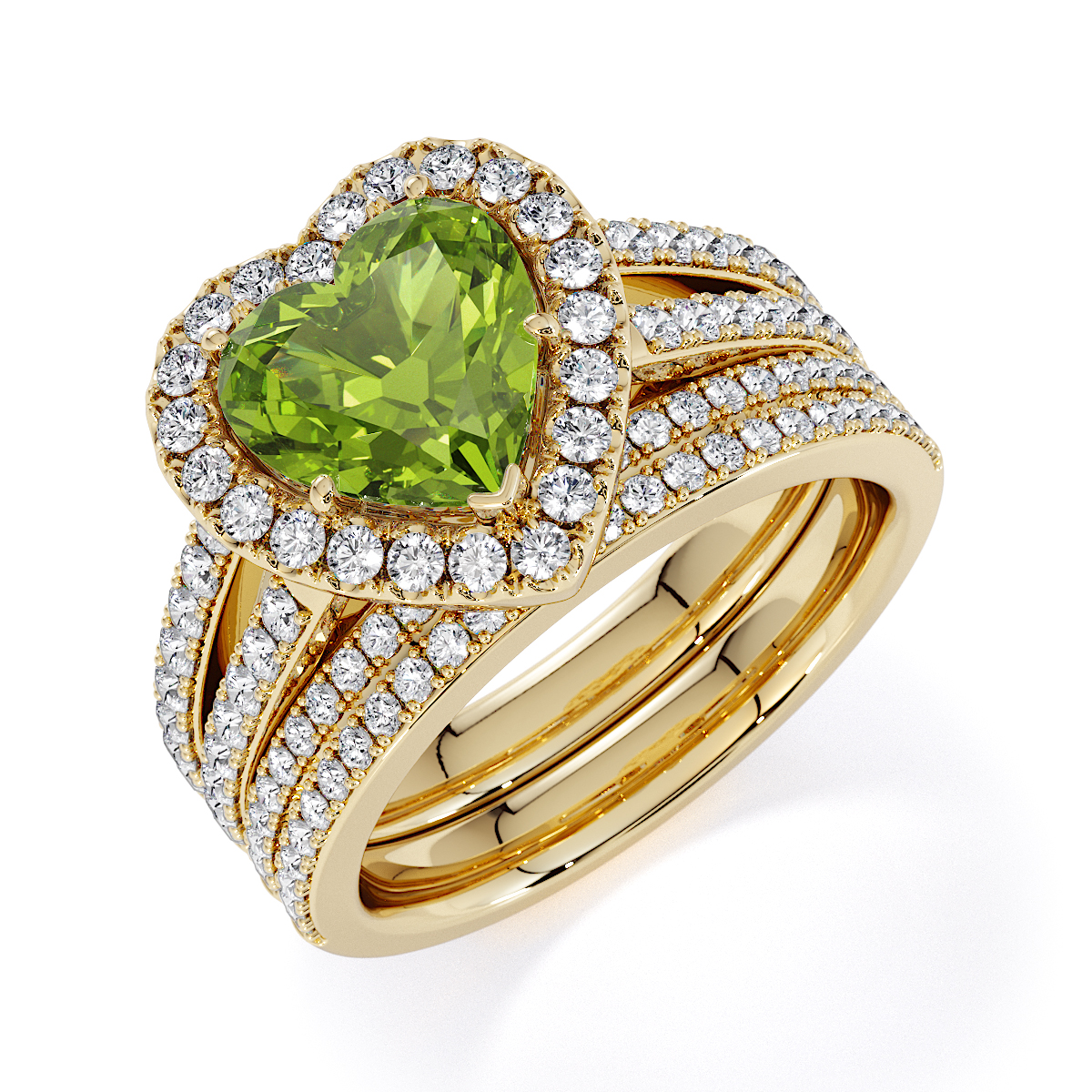 Gold / Platinum Peridot and Diamond Engagement Ring RZ3467
