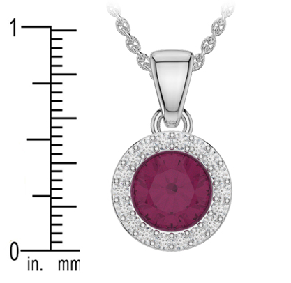 Round Shape Ruby and Diamond Necklaces in Gold / Platinum AGDNC-1075