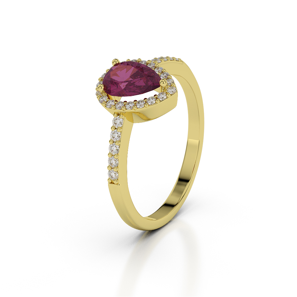 Gold / Platinum Pear Shape Ruby and Diamond Ring AGDR-1074