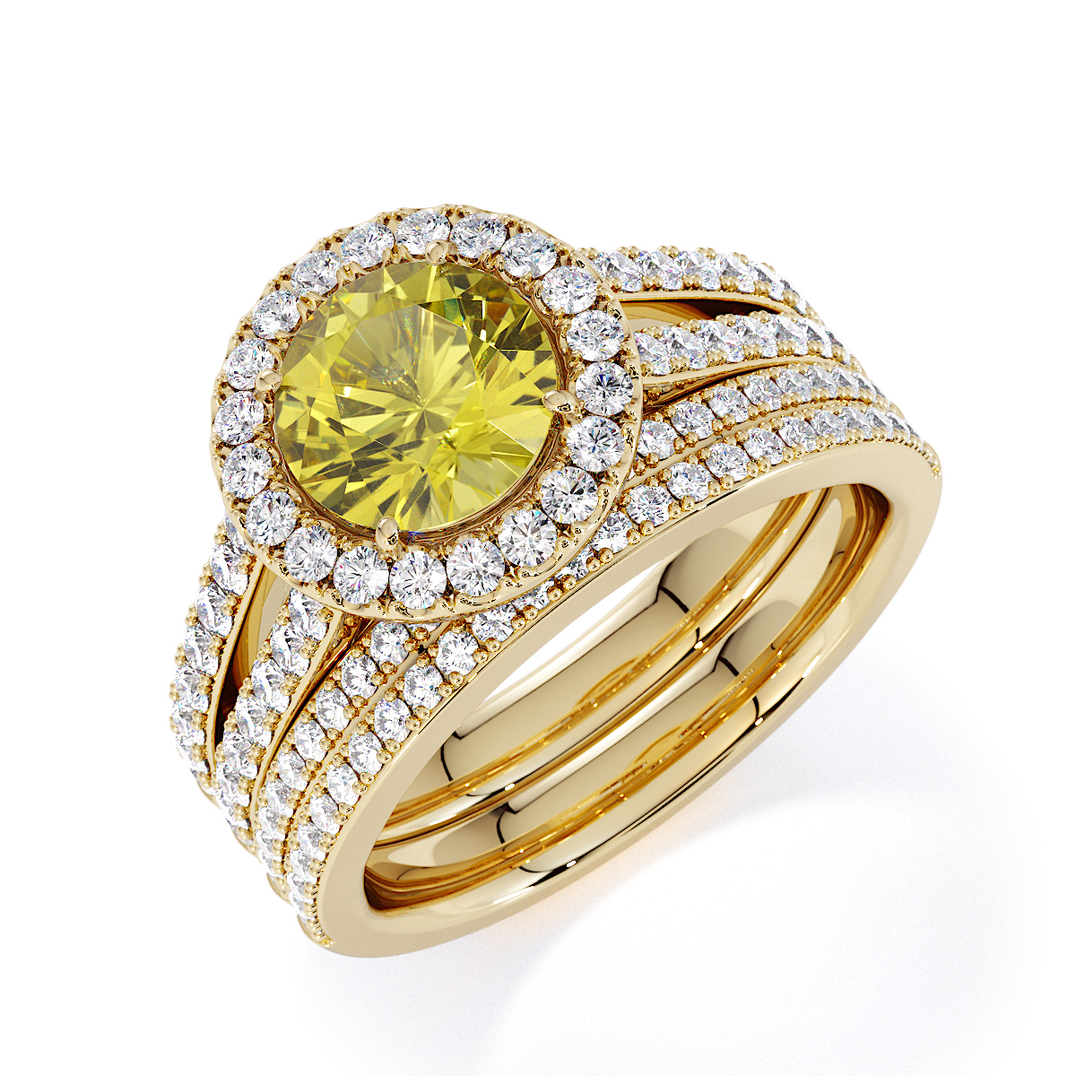 Gold / Platinum Yellow Sapphire and Diamond Engagement Ring RZ3460 Gold / Platinum Yellow Sapphire and Diamond Engagement Ring RZ3460